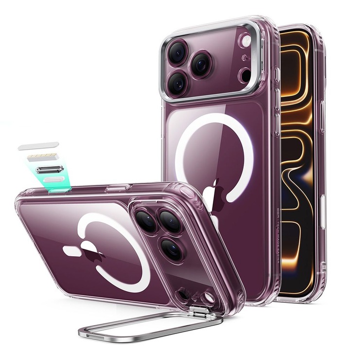 Husa ESR Classic Hybrid Kickstand cu MagSafe compatibila cu iPhone 18 Pro Max / 17 Pro Max, Transparent