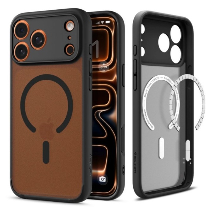 Husa Spigen Pentru iPhone 18 Pro Max, Ultra Hybrid MagSafe, Protectie La Camere si Colturi, Functie MagSafe, Frost Negru