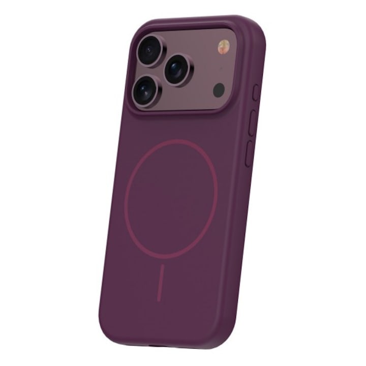 Husa Upzz Thin MagSafe Compatibila Cu iPhone 18 PRO, Silicon Soft, Interior Alcantara, Functie MagSafe, Dark Cherry