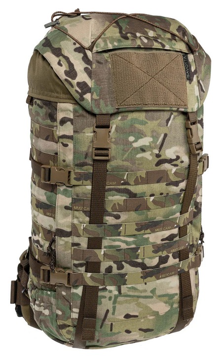 Savotta, раница от Cordura 1000D Kantamus 40 л, roll-top, алуминиева рамка, PALS система, джоб за хидратиращ резервоар, Multicam