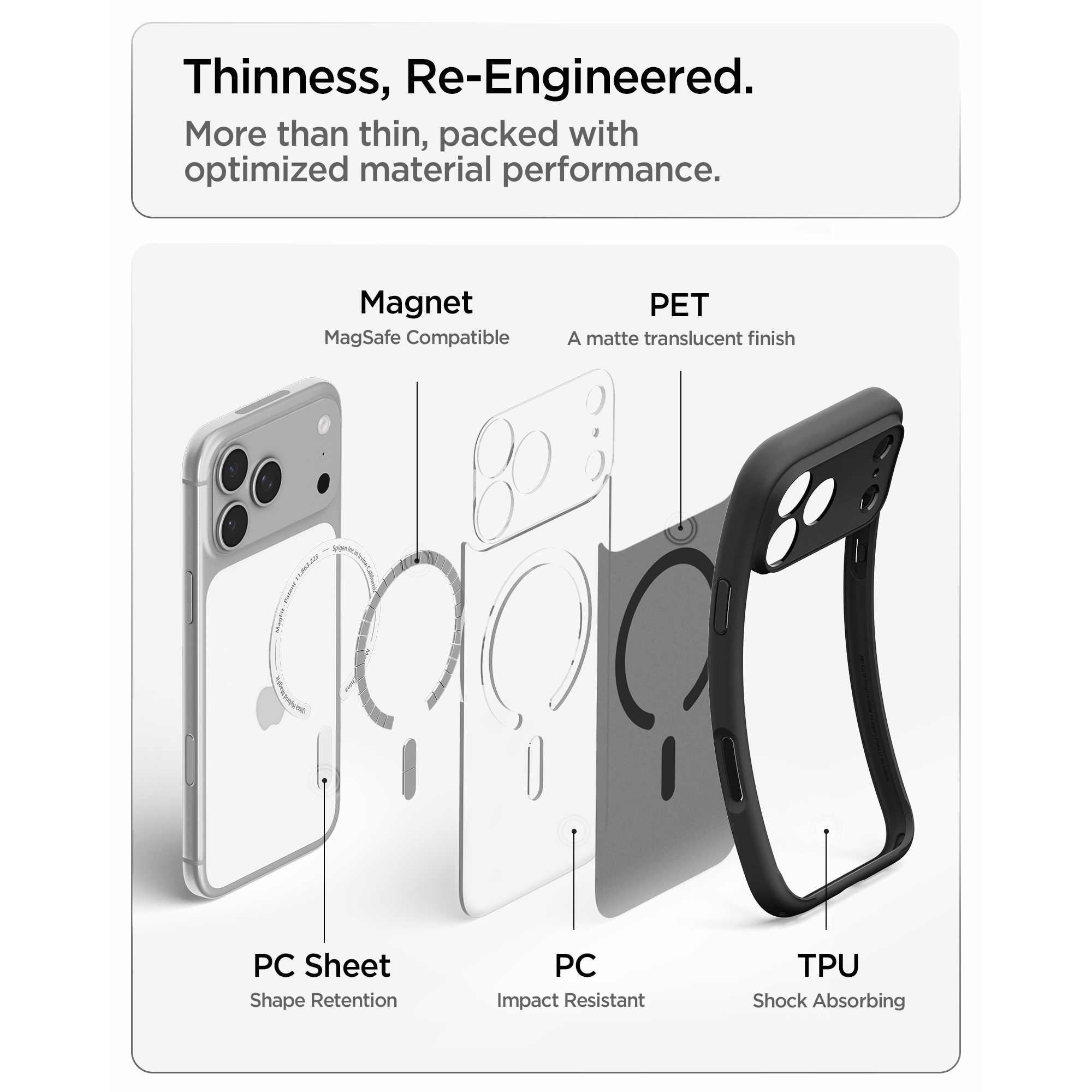 Husa Spigen Ultra Hybrid Matte MagFit cu MagSafe compatibila cu iPhone 18 Pro Max / 17 Pro Max, Frost Black