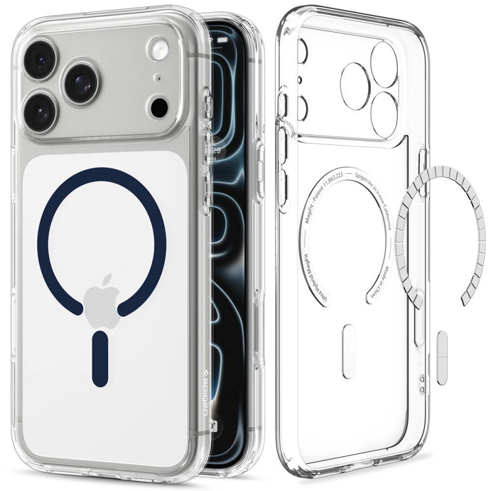 Husa Spigen Ultra Hybrid Mag cu MagSafe compatibila cu iPhone 18 Pro Max / 17 Pro Max, Albastru / Transparent