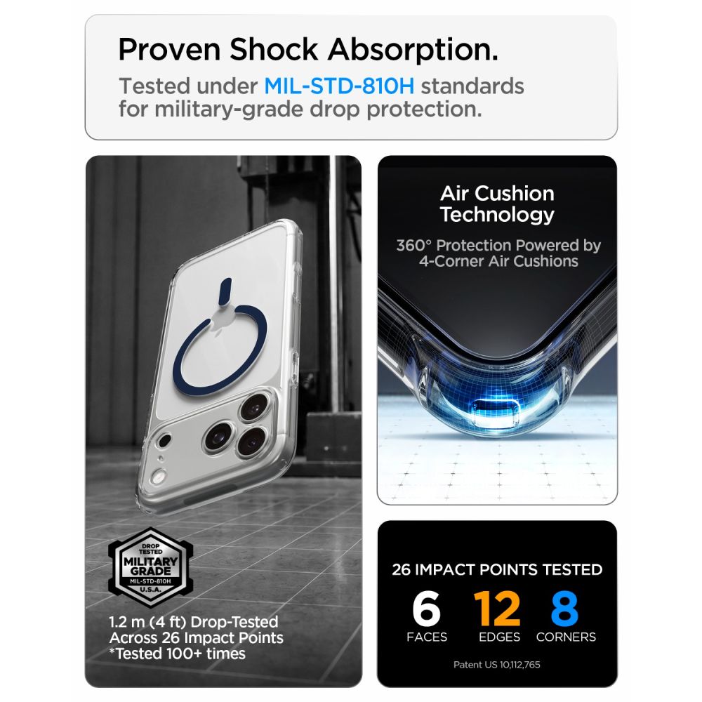 Husa Spigen Ultra Hybrid Mag cu MagSafe compatibila cu iPhone 18 Pro Max / 17 Pro Max, Albastru / Transparent