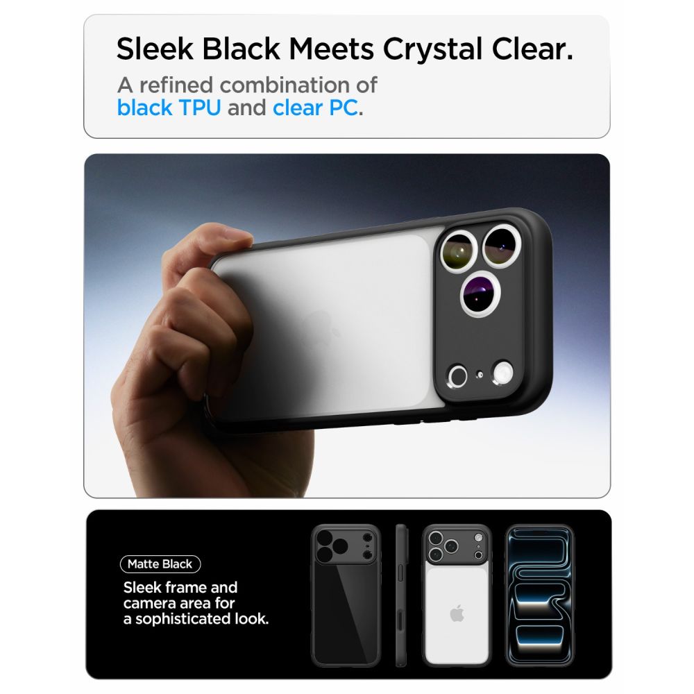 Husa Spigen Ultra Hybrid compatibila cu iPhone 18 Pro Max / 17 Pro Max, Matte Black
