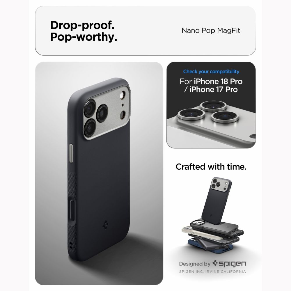Husa Spigen Nano Pop cu MagSafe compatibila cu iPhone 18 Pro / 17 Pro, Negru