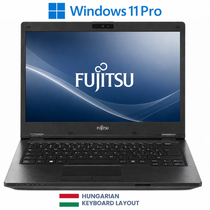 Laptop Fujitsu LifeBook, Intel Core i5 8250U, 16GB Memory, 256GB SSD, 14" FullHD, Black, Hungarian Layout, Windows 11 Pro