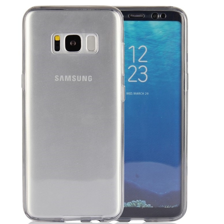 Capac de protectie Full TPU 360° (fata + spate) pentru Samsung Galaxy S8 Plus, gri transparent