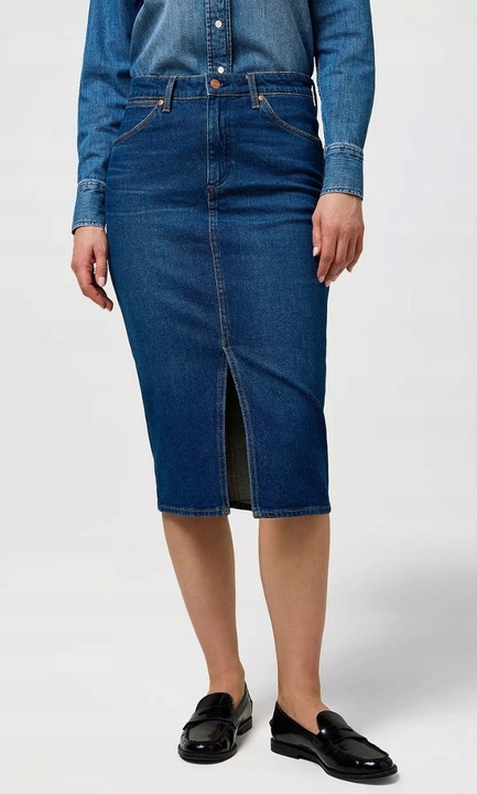Пола молив Wrangler деним синя памучна