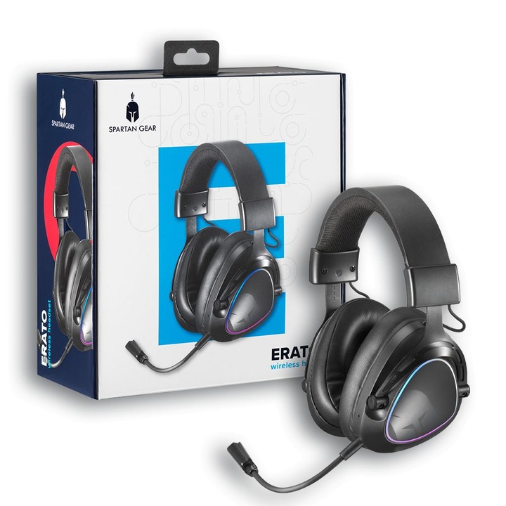 Безжични геймърски слушалки Spartan Gear Erato SGHSW04, Bluetooth, RGB, с микрофон, черни