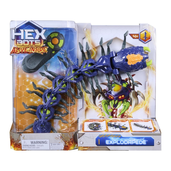 Робот играчка, Hex Bots, Стоножка, дистанционно управление, LED светлини, многоцветен