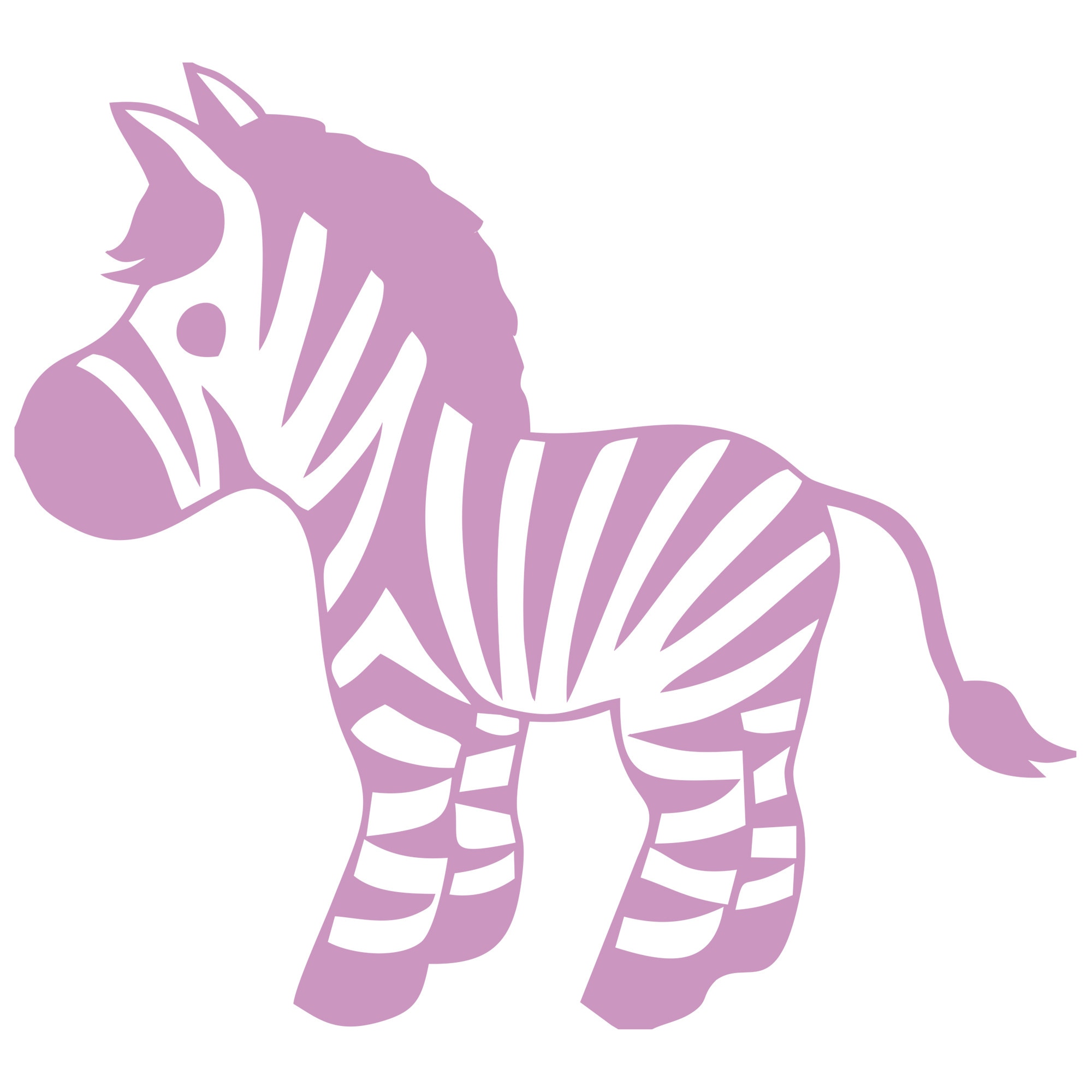Sticker decorativ iStick, Zebra, 70x64cm, roz