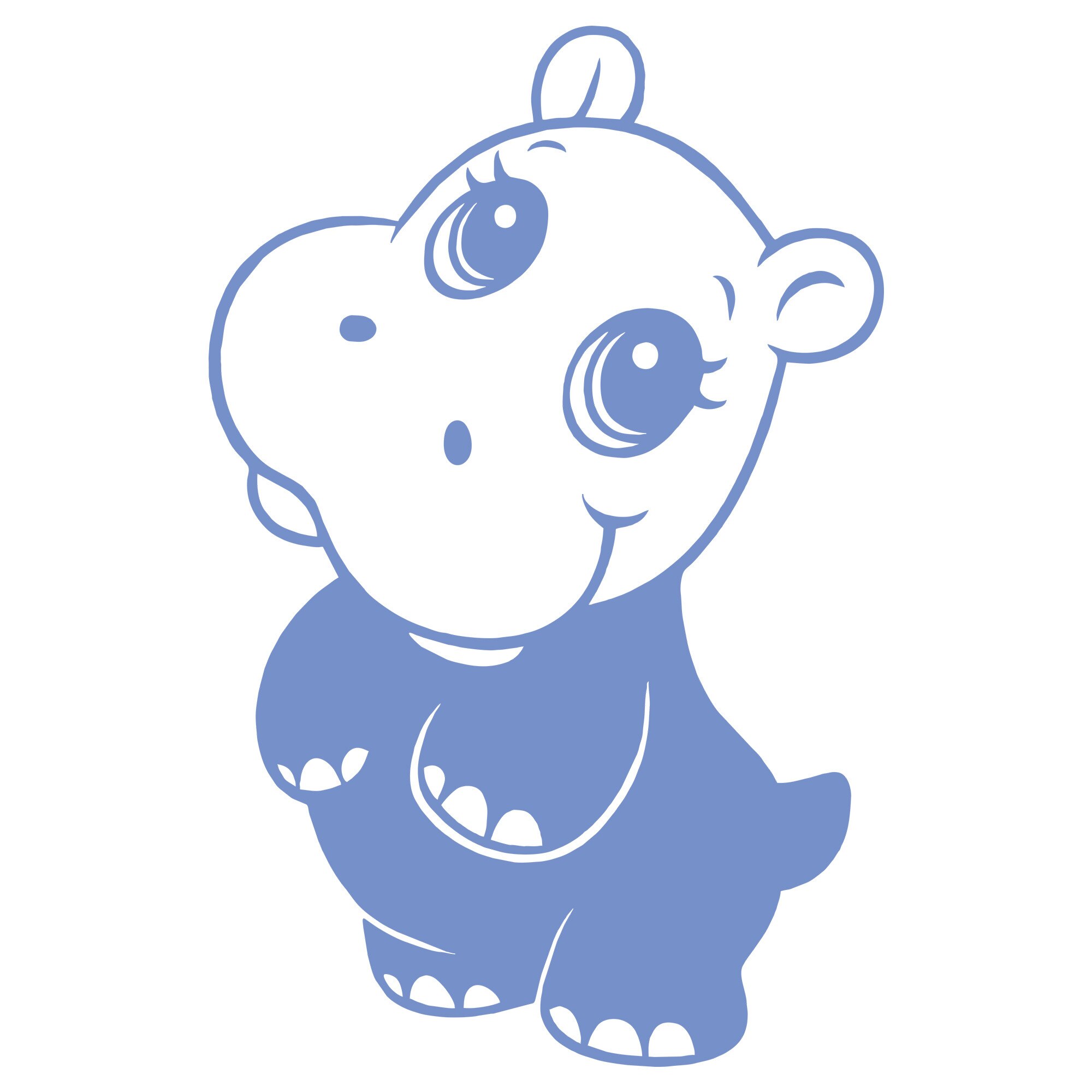 Sticker decorativ iStick, Hipopotam, 60x39cm, bleu