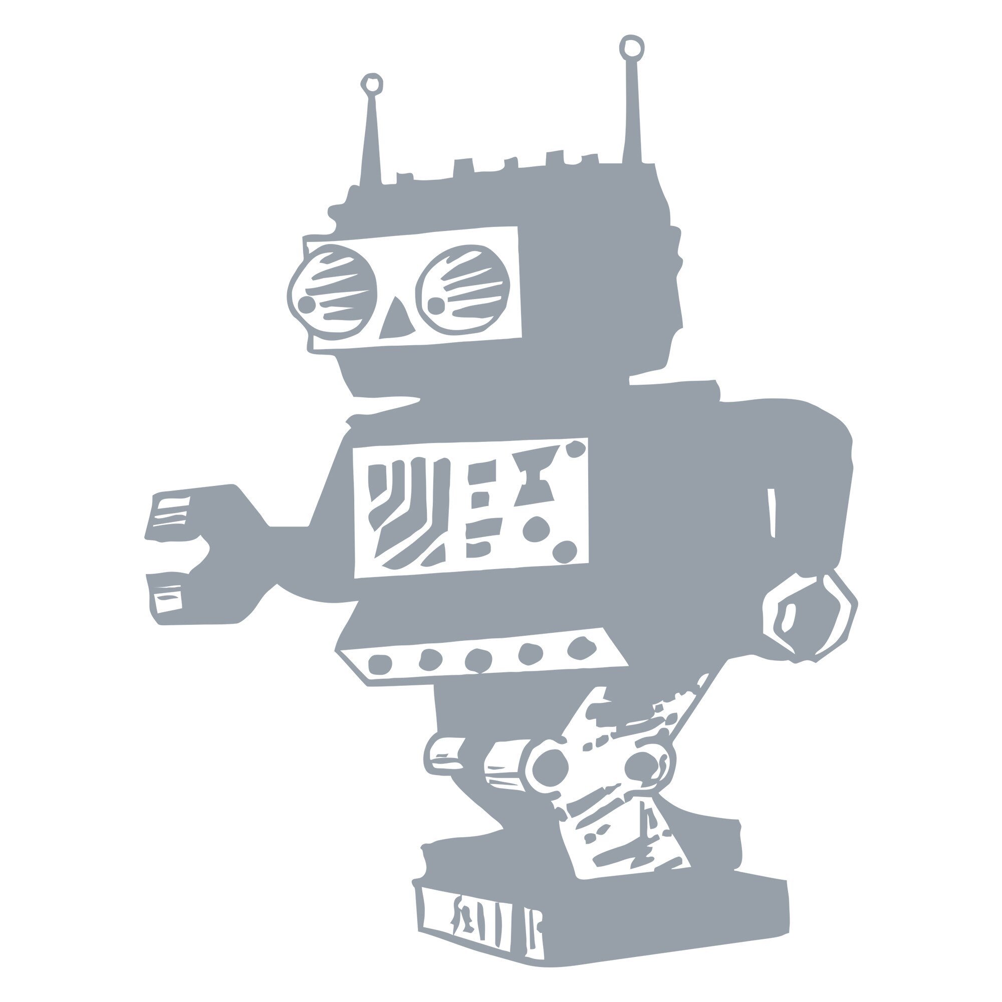 Sticker decorativ iStick, Robot, 40x53cm, gri