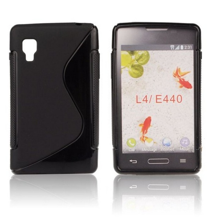 LG Optimus L4 II E440, TPU szilikon tok, S-Line, fekete