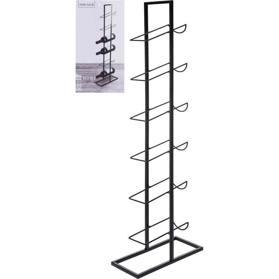 Suport pentru Sticle de Vin din Metal, Negru, Capacitate 6 Sticle de 0.75 cl