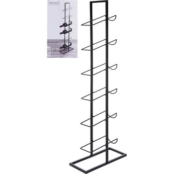 Suport pentru Sticle de Vin din Metal, Negru, Capacitate 6 Sticle de 0.75 cl Suport pentru Sticle de Vin din Metal, Negru, Capacitate 6 Sticle de 0.75 cl