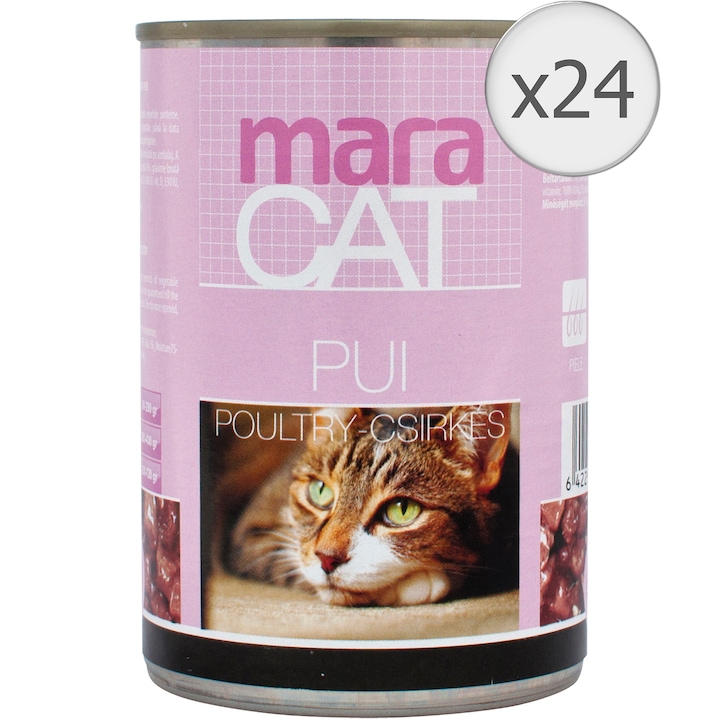 Hrana umeda pentru pisici Mara Cat, Pui, 24x415g