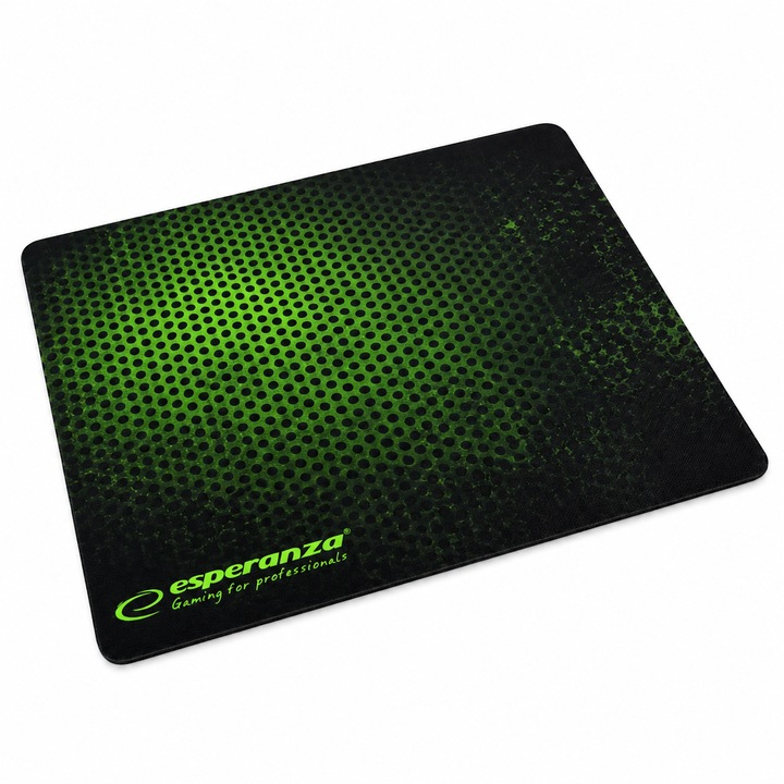Подложка за мишка Gaming Esperanza MINI EGP-101G, Luka Grunge, 250 x 200 x 2 мм, текстилна повърхност, противоплъзгаща гумена основа, съвместима с оптична и лазерна мишка, черно-зелена