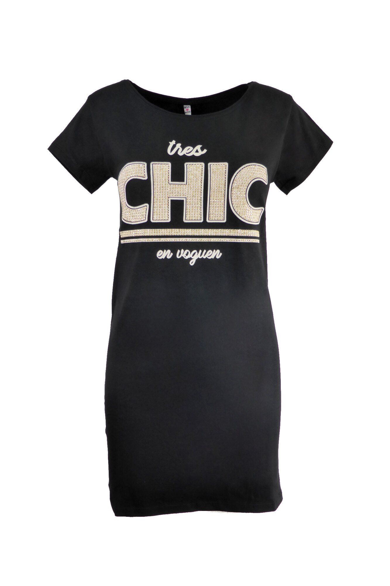 Rochie - MSK MODA - culoare negru, imprimeu 