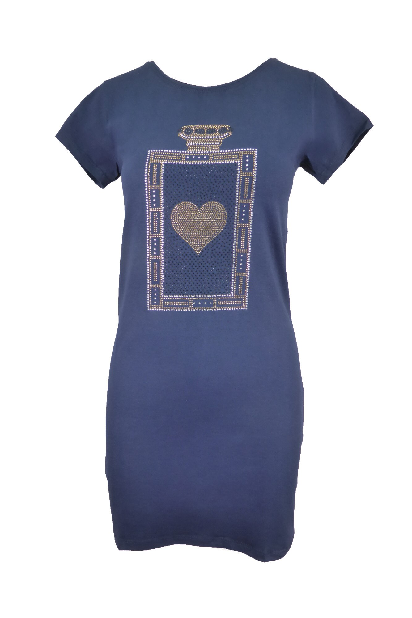 Rochie - MSK MODA - culoare albastru cu inima in fata