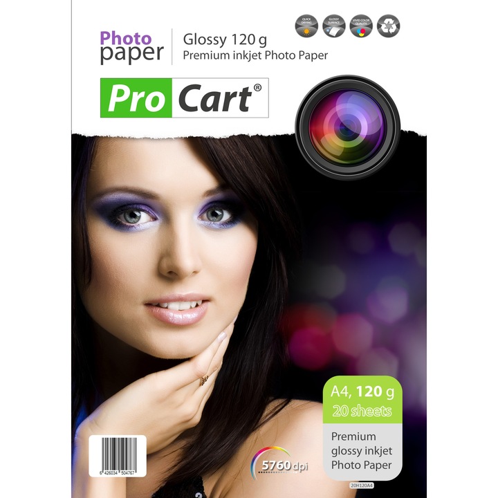 Фотохартия, A4, High Glossy, 120g, 20 листа