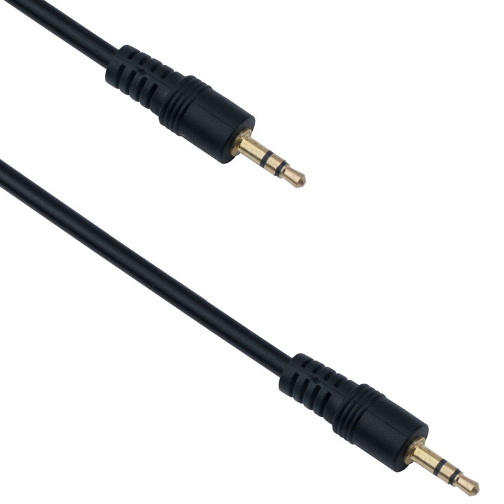Аудио кабел Jack Detech 3.5mm Tata, 1.5m, Stereo, черен