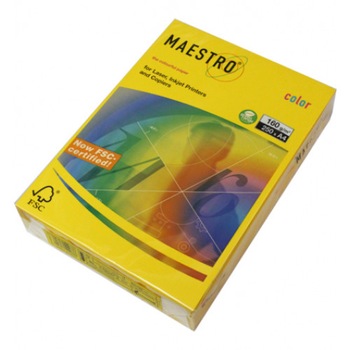 Hartie A4 colorata, 80 g/mp, Maestro Color, 500 coli/top, galben intens Hartie A4 colorata, 80 g/mp, Maestro Color, 500 coli/top, galben intens