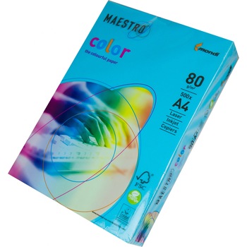 Hartie A4 colorata, 80 g/mp, Maestro Color, 500 coli/top, albastru intens Hartie A4 colorata, 80 g/mp, Maestro Color, 500 coli/top, albastru intens