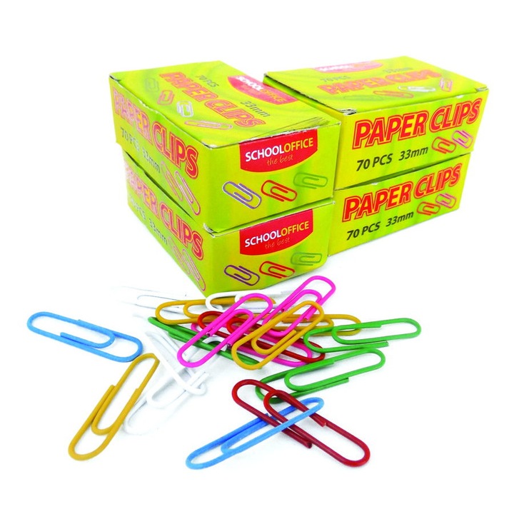 Agrafe birou 33 mm, 100 buc/ cutie, color School Office