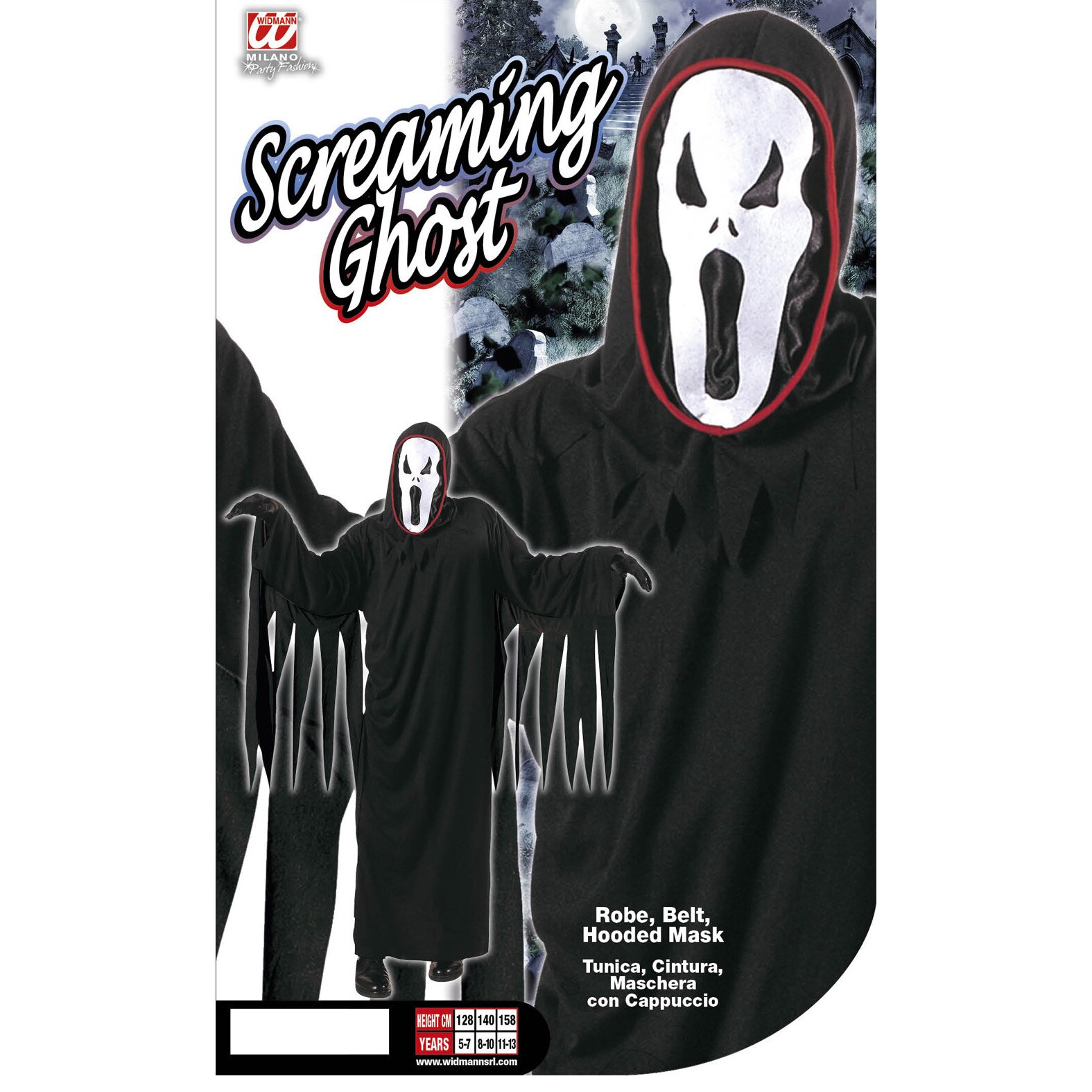 WIDMANN MASCHERA FUNNY GHOST CON CAPPUCCIO