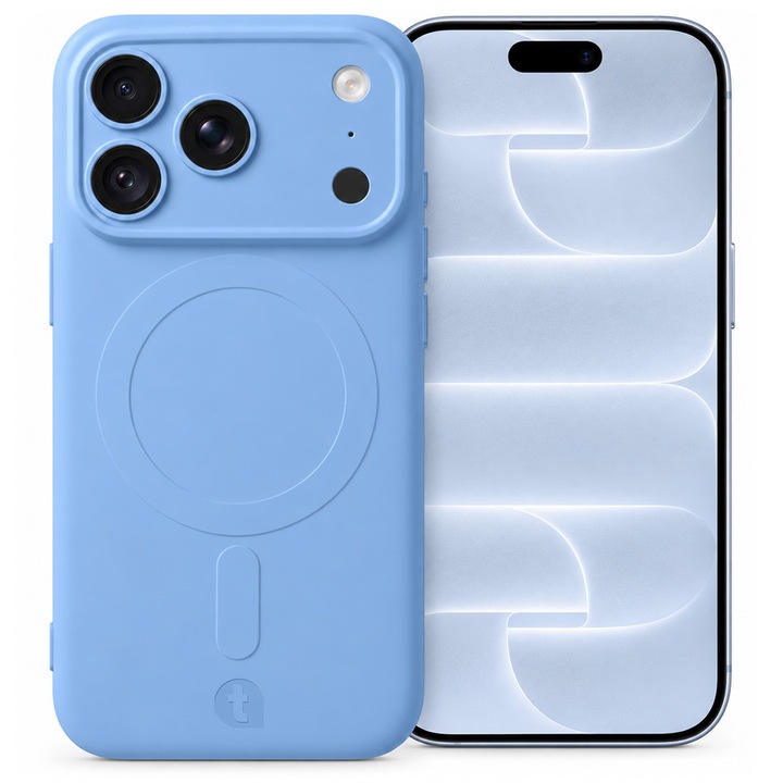 Husa de protectie TelefonulTau® pentru Apple iPhone 18 Pro Max / 17 Pro Max, compatibila MagSafe, Protectie Completa Camera, Design Slim, Silicon Premium, Light Blue