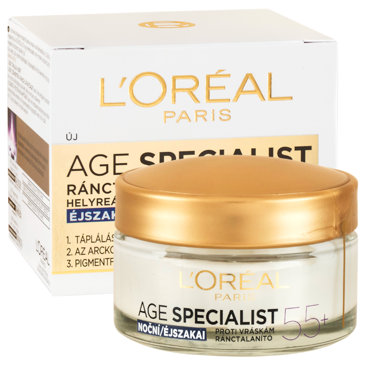 L'Oréal Paris Age Specialist 55+ ránctalanító helyreállító éjszakai krém, 50 ml