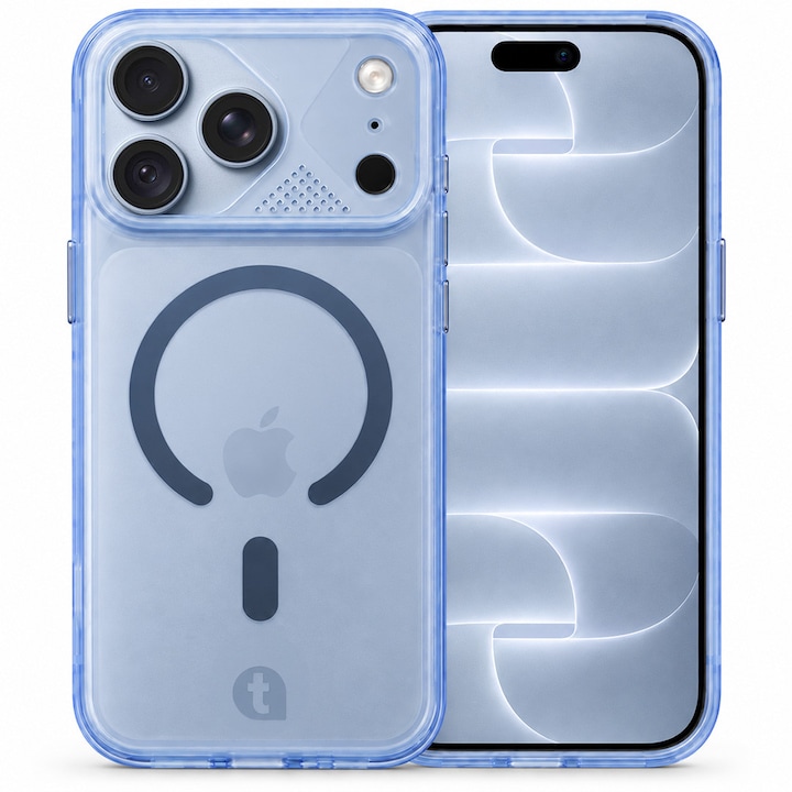 Husa de protectie TelefonulTau® pentru Apple iPhone 18 Pro Max / 17 Pro Max, compatibila MagSafe, Design Transparent, Protectie Camera, Calitate Premium, Blue