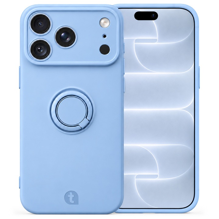 Husa de protectie TelefonulTau® pentru Apple iPhone 18 Pro Max / 17 Pro Max, compatibila MagSafe, Inel Suport Integrat, Protectie Camera, Design Slim, Calitate Premium, Light Blue