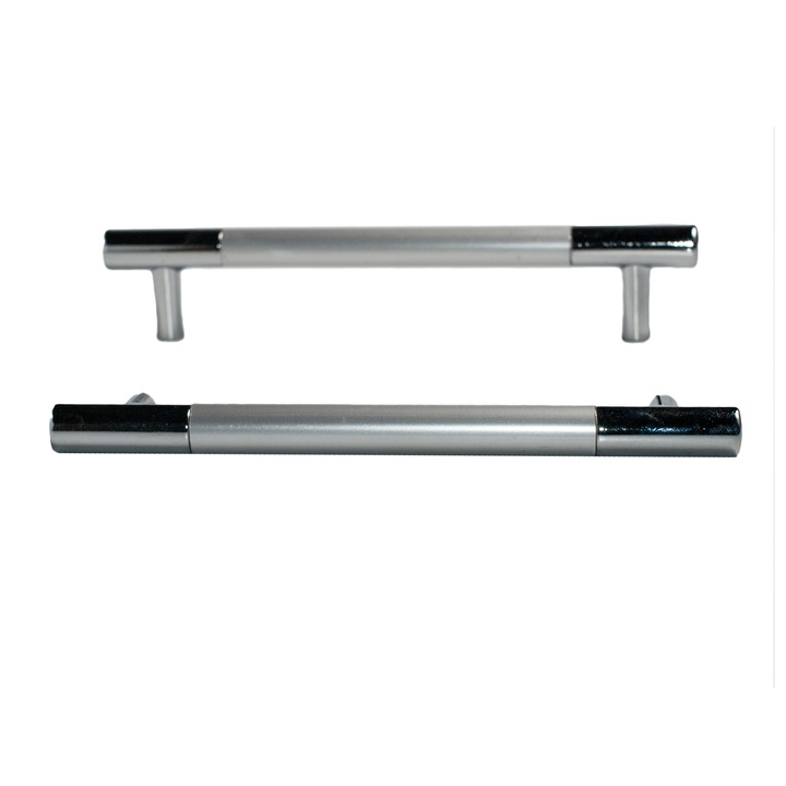 Maner cilindric model ZA 278, 128 mm, finisaj aluminiu /crom lucios