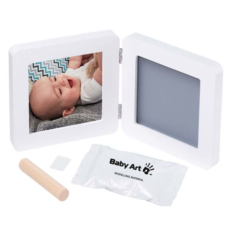 Rama foto Baby Art cu amprenta, Alb/Gri