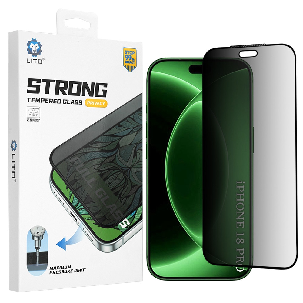 Folie pentru iPhone 18 Pro - Lito D+ Max Strong Privacy - Black