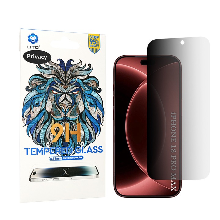 Folie pentru iPhone 18 Pro Max - Lito 2.5D Classic Glass - Privacy