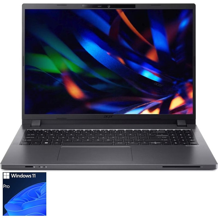 Laptop Acer TravelMate P2 TMP216-51 cu procesor Intel Core i7-1355U, 16" WUXGA, IPS, 16GB RAM, 1TB SSD, Windows 11 Pro, Steel Gray