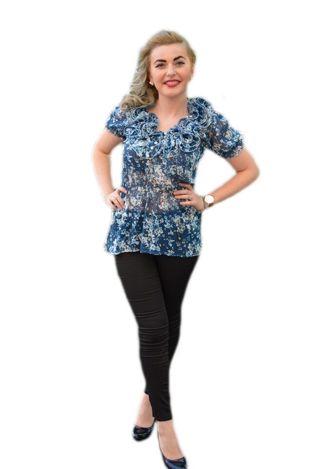 Bluza lunga tip tunica de vara, cu elastic in talie, D&J Exclusive, Albastru marin