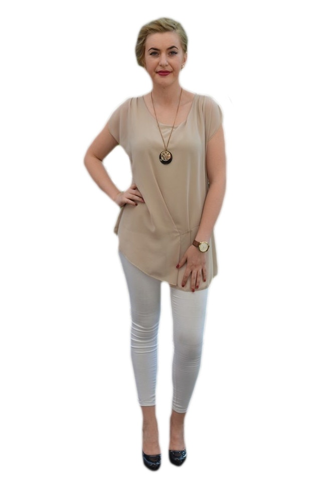 Bluza comoda cu design simplist, D&J Exclusive, Bej