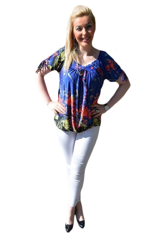 Bluza deosebita de zi, cu model abstract, D&J Exclusive, Bleumarin