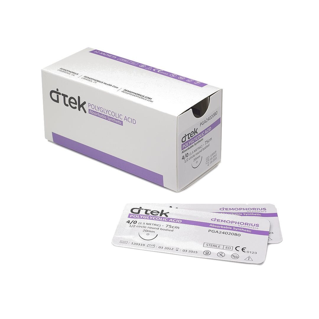 Fire sutura Acid poliglicolic PGA resorbabile multifilament violet USP 2 L fir-75 cm ac 1/2 rotund, L ac-30mm