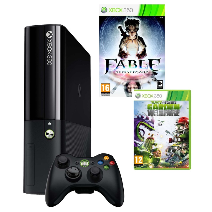 Consola Xbox 360, 500 GB + Joc Plants vs Zombies + Fable Anniversary
