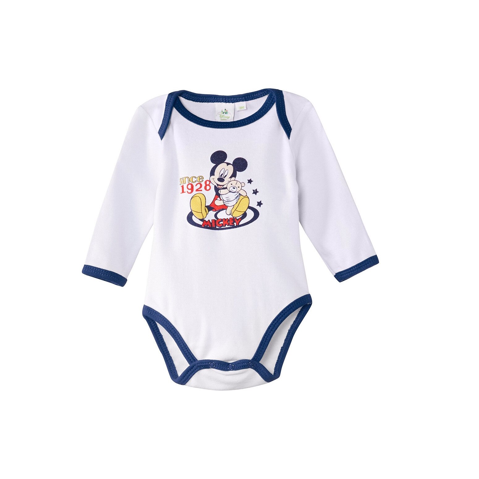 Body bebelusi, Mickey Mouse, alb - bleumarin, 18 luni