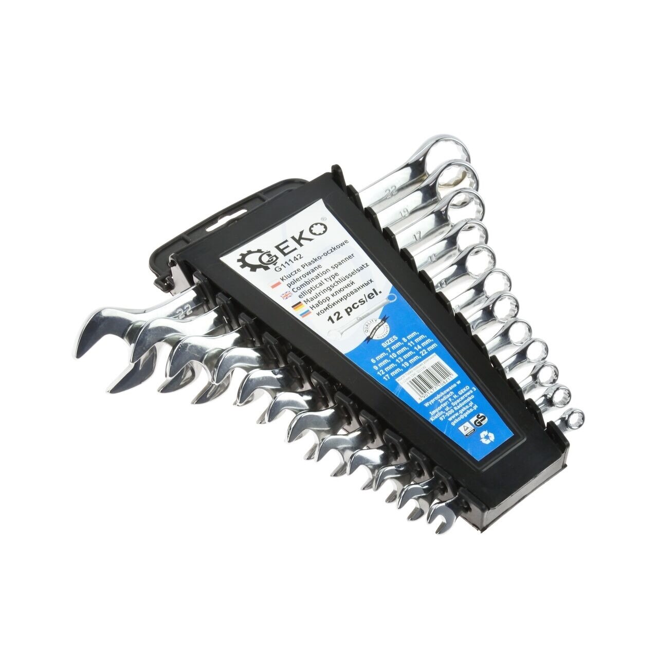 Set 12 chei combinate polisate GEKO G11142, Cr-V, 6-22 mm