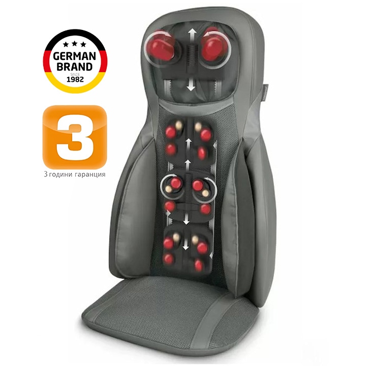 Масажираща седалка за шиацу и акупресурен масаж Medisana MC 826, Premium модел, 5 вида масаж, 3 масажни зони на гърба, 3 нива на интензивност, Затопляща функция