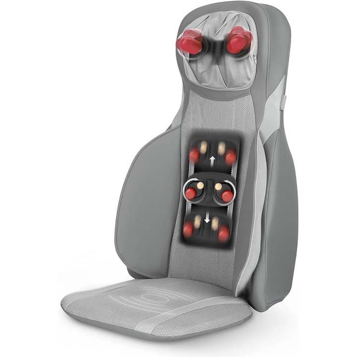 Scaun de masaj pentru shiatsu si acupresura Medisana MC 826, 5 tipuri de masaj, 3 zone de masaj pentru spate, masaj Shiatsu pentru gat, functie de incalzire, negru, alb