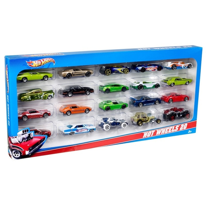 Комплект от 20 коли, Hot Wheels, H7045 Mix, 45,6 x 19,2 x 4,3 cm
