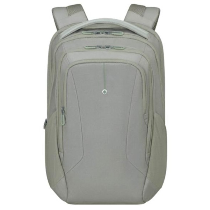 Samsonite, rucsac pentru laptop in poliester rPET cu compartiment pentru laptop 14,1” si tableta 10,5”, Smart Sleeve, hidrorepelent, Guardit Classy 2.0, Dry Sage, 17,5 L